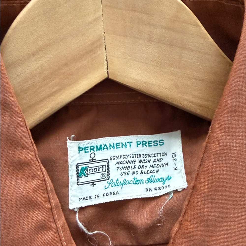 Vintage KMart Men's Casual Button Down Shirt - Brown